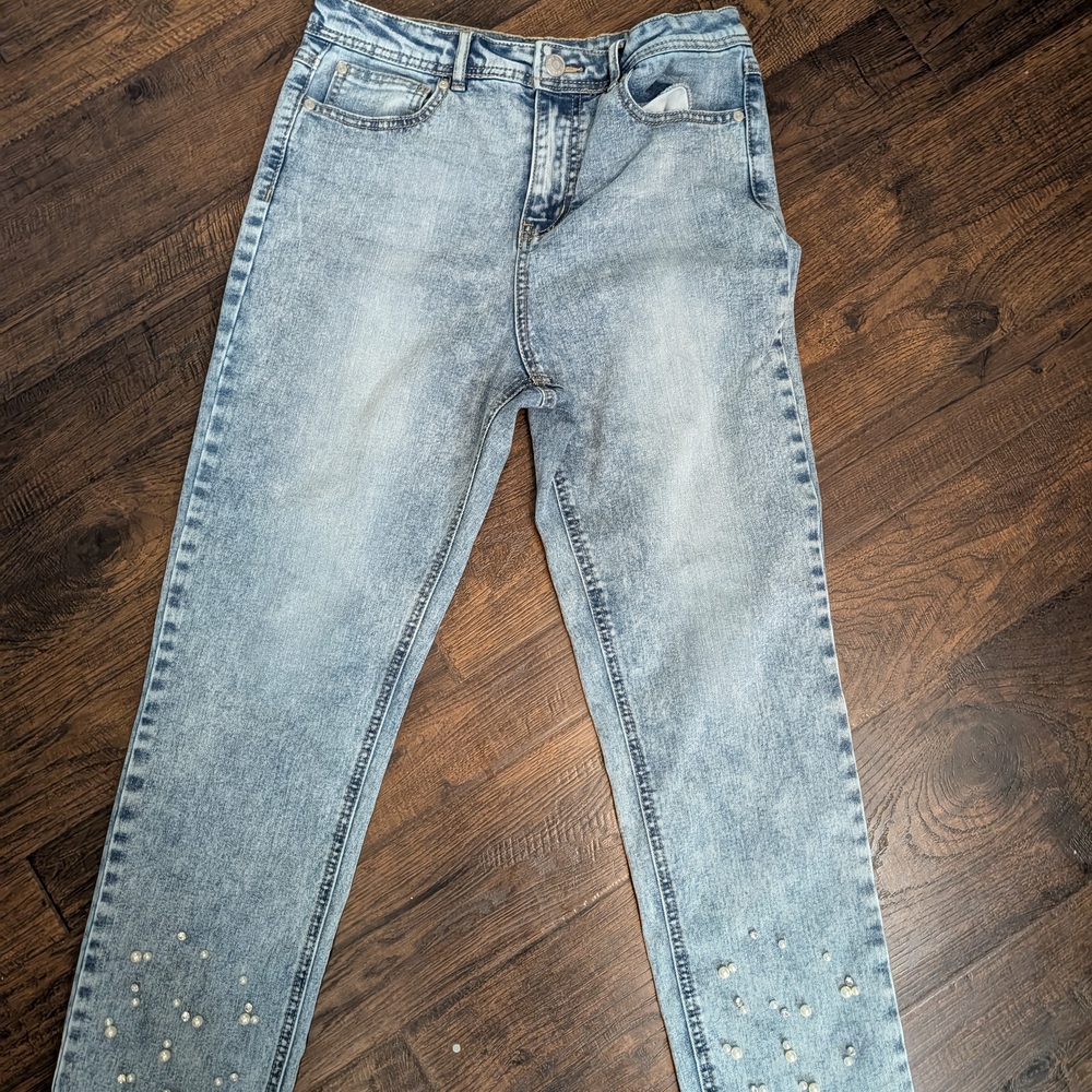 Cato Blue Straight Leg Jeans with Vintage-Inspired Look